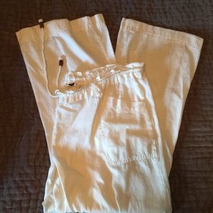 White linen pants